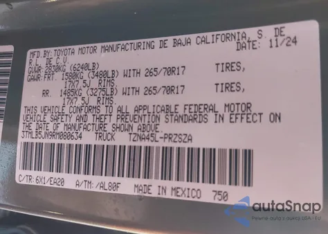 2024 Toyota Tacoma Trd Off Road z USA, uszkodzony, nr VIN 3TMLB5JN9RM080634